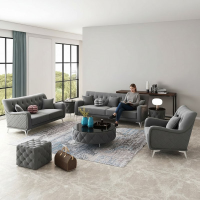 Sofagarnitur 7tlg. Set Sofa Sëtz Couchtisch Couch Modern Sofae Samtsofa Nei
