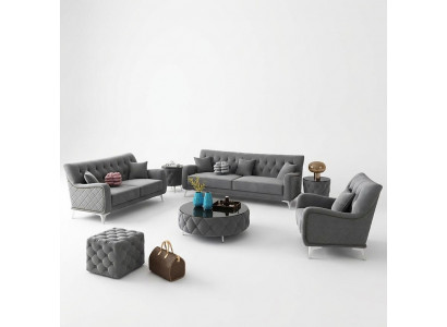 Sofagarnitur 7tlg. Set Sofa Sëtz Couchtisch Couch Modern Sofae Samtsofa Nei