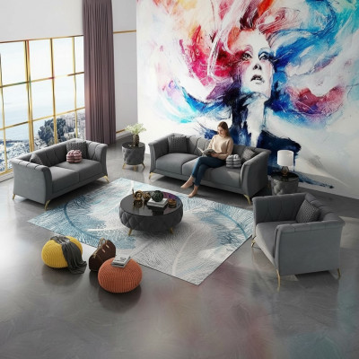 Designer Sofagarnitur 3+2+1 Sëtzer Stoff Couchen Polster Garnitur Sofasen Canapé