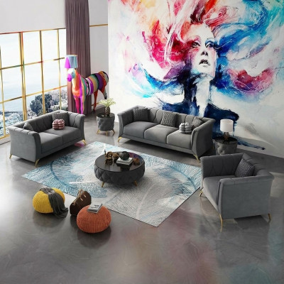 Designer Sofagarnitur 3+2+1 Sëtzer Stoff Couchen Polster Garnitur Sofasen Canapé