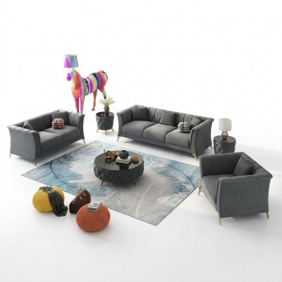 Designer Sofagarnitur 3+2+1 Sëtzer Stoff Couchen Polster Garnitur Sofasen Canapé