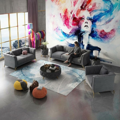 Designer Chesterfield Canapé Setzt Sofa Couch Polster Set Samt 321 Sëtz Couchen