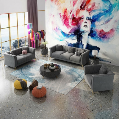 Designer Chesterfield Canapé Setzt Sofa Couch Polster Set Samt 321 Sëtz Couchen