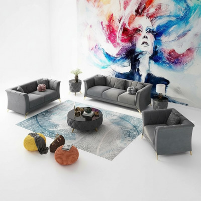 Designer Chesterfield Canapé Setzt Sofa Couch Polster Set Samt 321 Sëtz Couchen