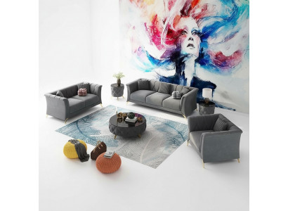 Designer Chesterfield Canapé Setzt Sofa Couch Polster Set Samt 321 Sëtz Couchen