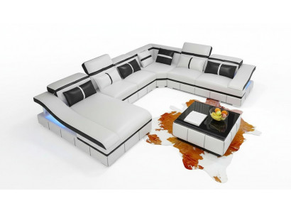 Luxus Eck Ecksofa U-Form Wohnlandschaft Sofa Canapé Stoff Garnitur Modern Sofas Nei