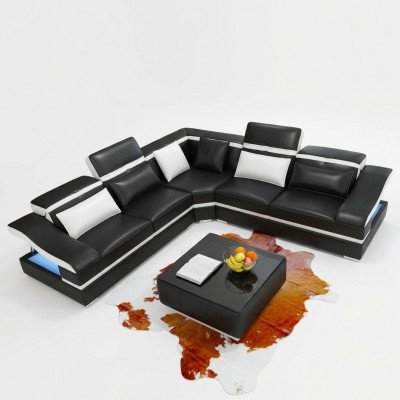 Luxus Design Eck-Ecksofa L-Form Modern Sofas Ledersofa Couch Wunnlandschaft Sofa Sëtz