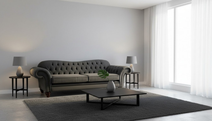 XXL Chesterfield Sofa 4 Sëtzer Couch Polster Sëtz Garnitur Lieder Textil