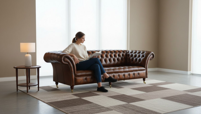 Brong Chesterfield Canapé Couch Polster Lieder Couch Set 4 Sëtzer