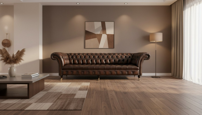 xxl Grouss Sofa Couch Chesterfield 265cm Deko Këssen Sofas 4-Sëtzer Lieder