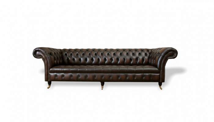 xxl Grouss Sofa Couch Chesterfield 265cm Deko Këssen Sofas 4-Sëtzer Lieder