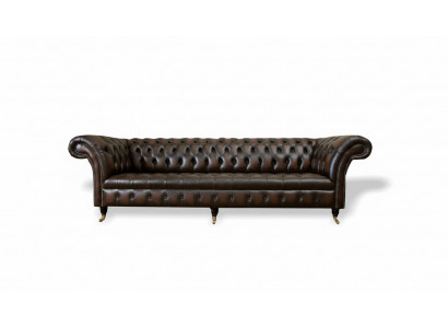 xxl Grouss Sofa Couch Chesterfield 265cm Deko Këssen Sofas 4-Sëtzer Lieder