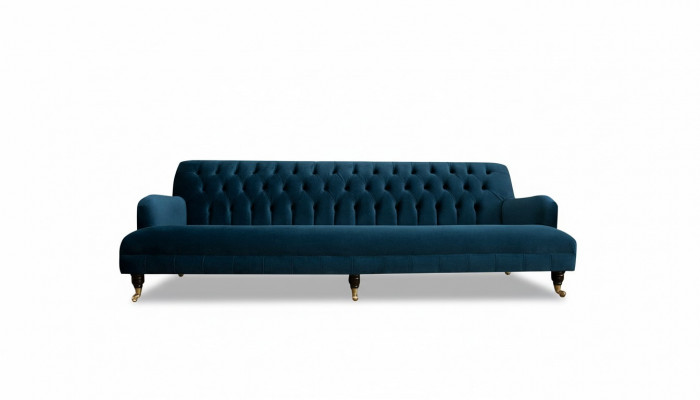 Grouss Sofa Couch Chesterfield 250cm Polstersoffa 4-Sëtz Lieder Textil Turkis