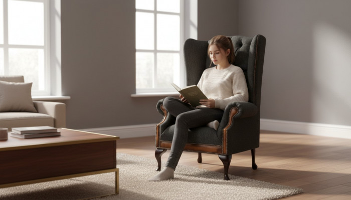 Stull 1x Wunnzëmmer Polsterstull Fernseh Lounge Textil Sëtz Fauteuil