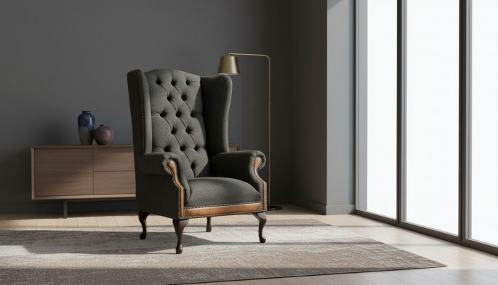 Stull 1x Wunnzëmmer Polsterstull Fernseh Lounge Textil Sëtz Fauteuil