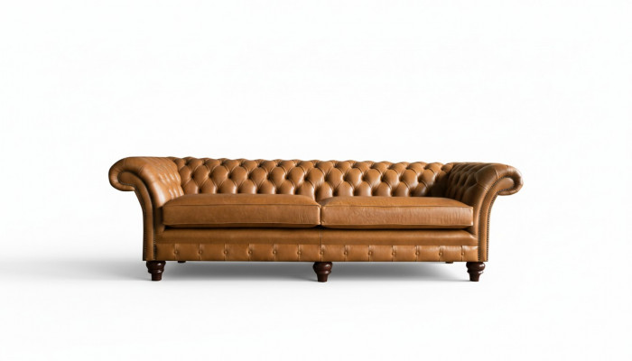 Chesterfield Canapé Braun xxl Grouss Lieder Wunnzëmmer Miwwelen 4 Sëtz Braun