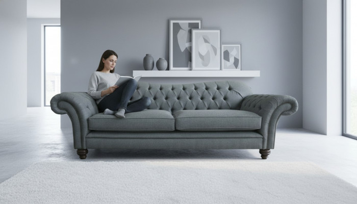 Grouss Chesterfield Polster Sofas Design Luxus Sofa 4-Sëtzer Textil Couchen