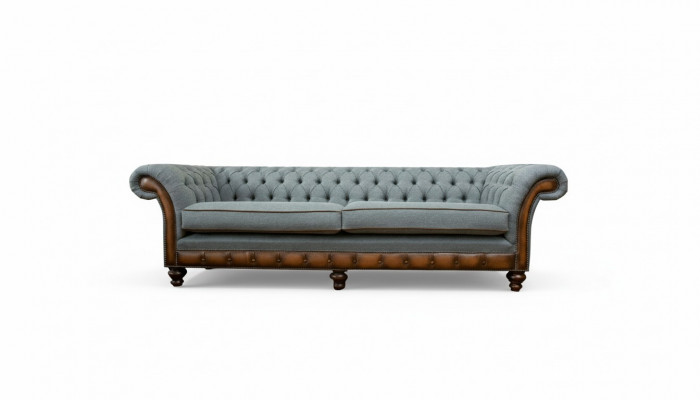 Grouss XXL Sofa 4-Sëtzer Couch Chesterfield Polster Garnitur Lieder Textil Gro.