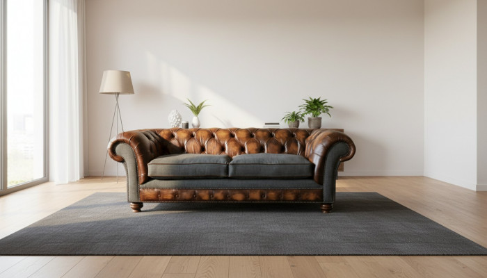 Dreesëtzer Canapé Polsterdesign Sofa 3er Sofas Zëmmer Braun 220cm