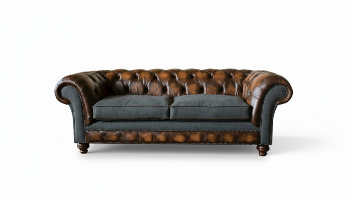 Dreesëtzer Canapé Polsterdesign Sofa 3er Sofas Zëmmer Braun 220cm