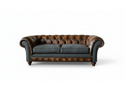 Dreesëtzer Canapé Polsterdesign Sofa 3er Sofas Zëmmer Braun 220cm