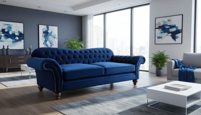 xxl Grousst Sofa Couch Chesterfield 240cm Polstersofa 4 Sëtzer Lieder