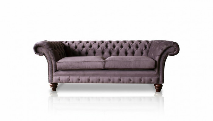 Chesterfield Canapé Polster Klassesch Lieder Textil 3-Sëtz Sofa Dräisëtzer