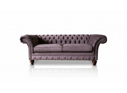 Chesterfield Canapé Polster Klassesch Lieder Textil 3-Sëtz Sofa Dräisëtzer