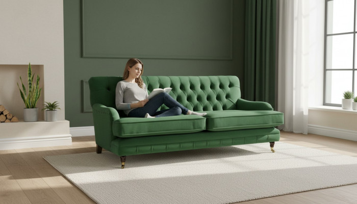 Chesterfield Designer Miwwelen Héichwäerteg Dräisëtzer Canapé Polster Stoff