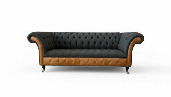 Stoff Canapé Wunnlandschaft 3 Sëtz Design Sofa Sofae Canapéë Gro Chesterfield