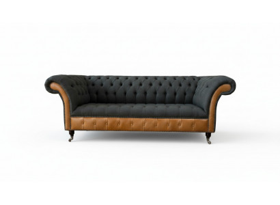 Stoff Canapé Wunnlandschaft 3 Sëtz Design Sofa Sofae Canapéë Gro Chesterfield