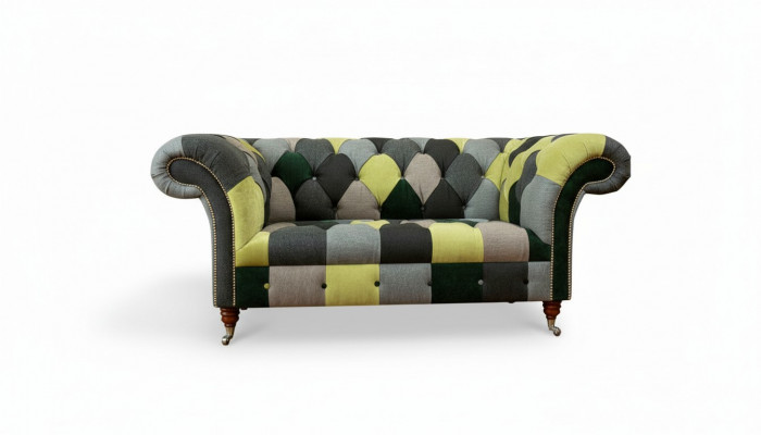 Chesterfield Sofa Couch Polster Sofas Klassesch 2 Sëtzer Lieder Textil Faarweg