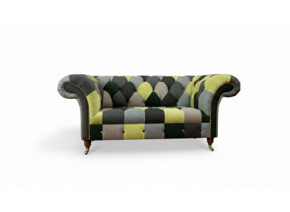 Chesterfield Sofa Couch Polster Sofas Klassesch 2 Sëtzer Lieder Textil Faarweg