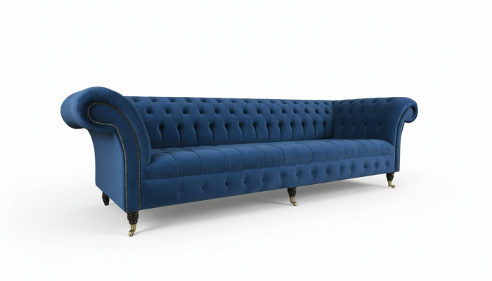 Design Sofa 4-er Couch Textil Polster Blo Klassesch Sofaen Chesterfield Nei