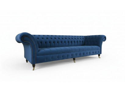 Design Sofa 4-er Couch Textil Polster Blo Klassesch Sofaen Chesterfield Nei