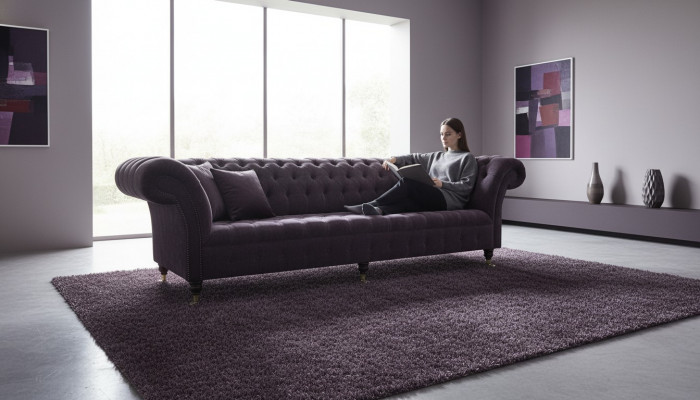 Couch Sofa 4 Sëtzer Design Polster Modern Textil Stoff Chesterfield Sofas Nei