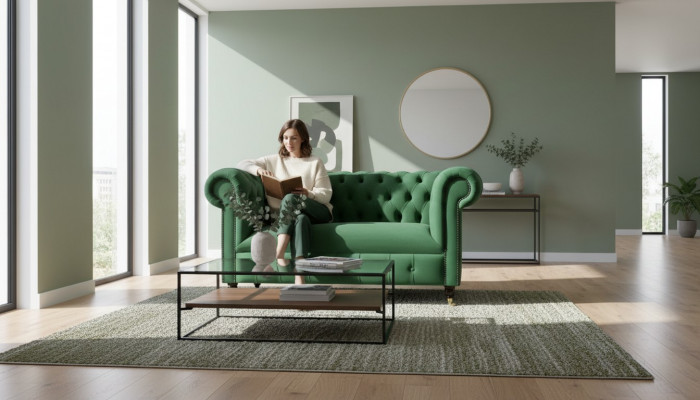 Chesterfield 2-Sëtzer Designer Sofa Canapé Polstersofa Canapée Stoff Textil
