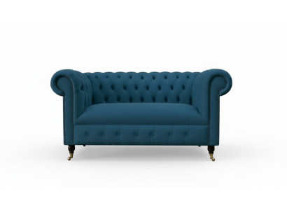 Sofa 2-Sëtzer Sëtz Klassesch Chesterfield Blo Sofae Couchen Polster