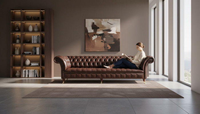 Chesterfield Sofas Polsterdesign XXL Luxus Sofa 4 Sëtzer Lieder Couchen Canapé