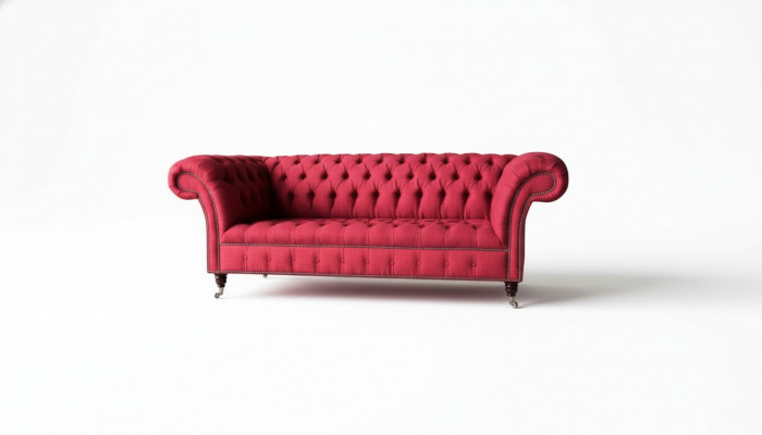 Dreisëtzegen Design Polster Textil Sofa 3er Miwwel Chesterfield Luxus Rout Couchen