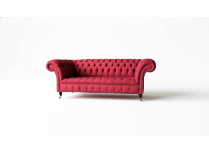 Dreisëtzegen Design Polster Textil Sofa 3er Miwwel Chesterfield Luxus Rout Couchen