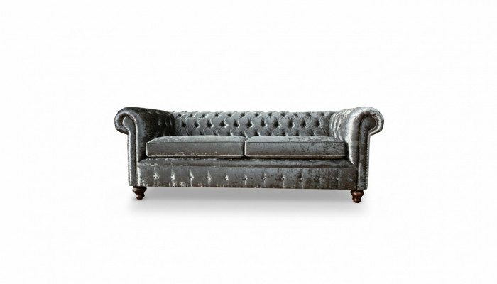 Dräisëtzer Sofa 3 Sëtz Couch Chesterfield Polstersëtz Garnitur Samt Groe Samt