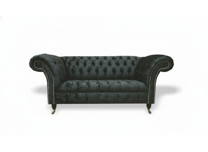 Chesterfield Samt Club Couch Polster 2 Sëtzer Design Textil Sofas Couchen