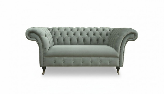 Chesterfield Canapé Canapé Polster Sofas Klassesch 2Sëtz Lieder Stoff Textil Nei