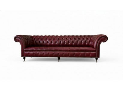 Rout Grouss Sofa Couch Chesterfield 265cm XXL Polstersofa 4-Plaz Lieder Textil Nei