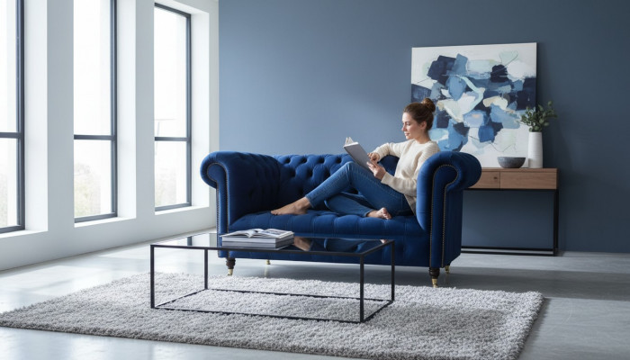 Klassesch Textil Canapé - Samt Chesterfield Stoff Sofa 2 Sëtzplazen Nei jvmoebel ®