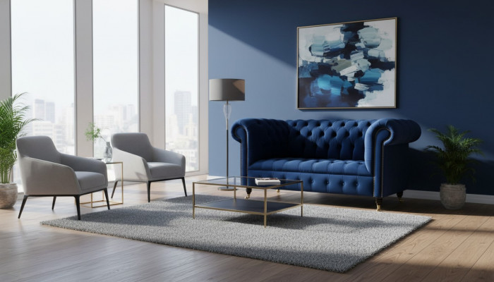 Klassesch Textil Canapé - Samt Chesterfield Stoff Sofa 2 Sëtzplazen Nei jvmoebel ®
