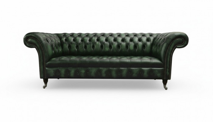 Dräisëtzeger Canapé 3 Sëtz Chesterfield Nei Couchen Antik Gréng Polster Canapéën Nei