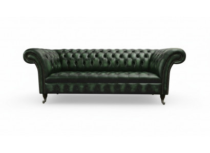Dräisëtzeger Canapé 3 Sëtz Chesterfield Nei Couchen Antik Gréng Polster Canapéën Nei