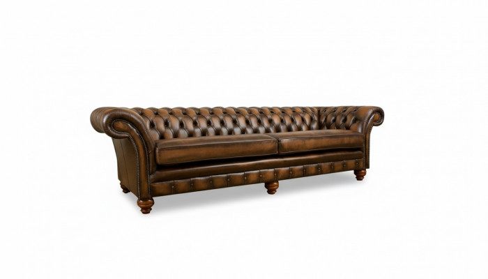 xxl Canapé 4-Sëtzer Canapé Chesterfield Stoff Sëtz Garnitur Lieder Textil Brong